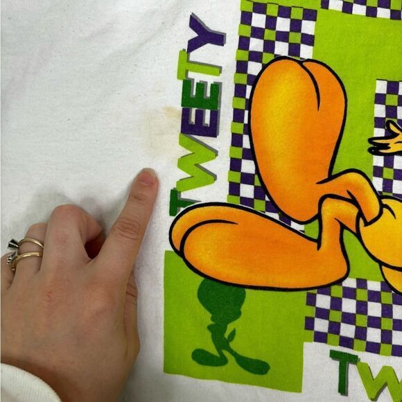 Vintage 1999 Looney Tunes Tweety Tank Top Men’s Size Large White - Picture 4 of 10